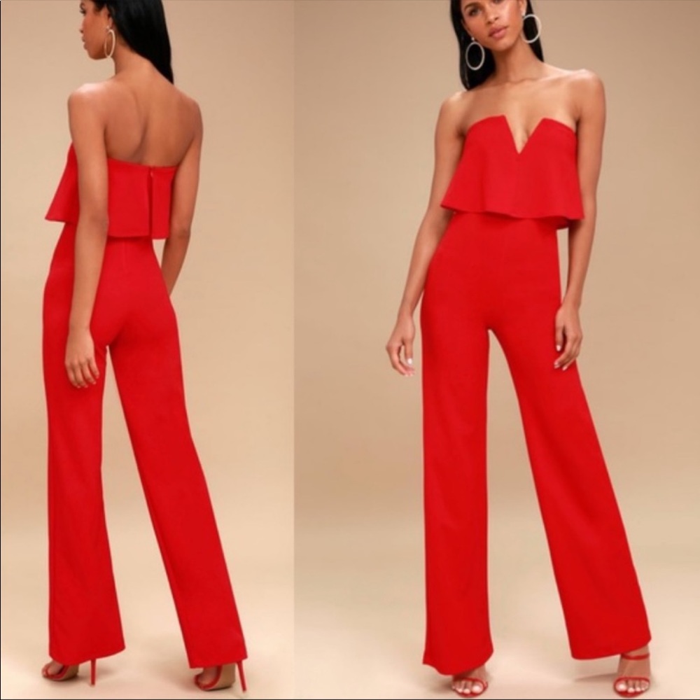 LULUS RED JUMPSUIT; NEVER WORN